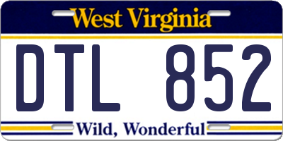 WV license plate DTL852