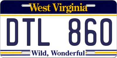 WV license plate DTL860