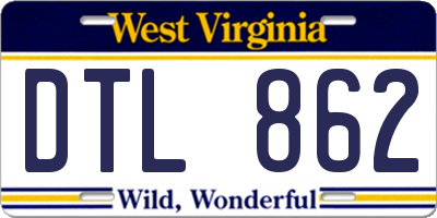 WV license plate DTL862