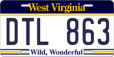 WV license plate DTL863