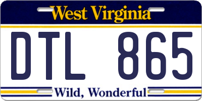 WV license plate DTL865