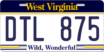 WV license plate DTL875