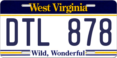 WV license plate DTL878