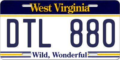 WV license plate DTL880
