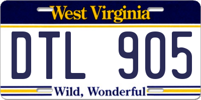 WV license plate DTL905
