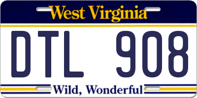 WV license plate DTL908