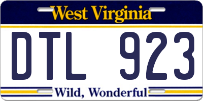 WV license plate DTL923