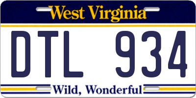 WV license plate DTL934
