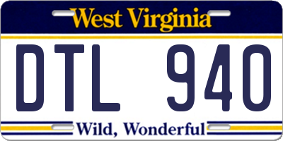 WV license plate DTL940