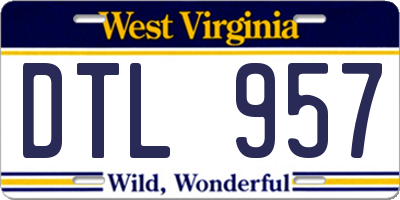 WV license plate DTL957