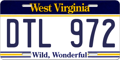 WV license plate DTL972