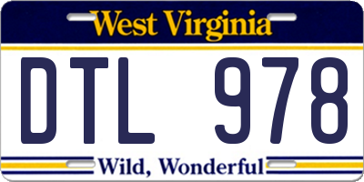 WV license plate DTL978
