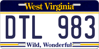 WV license plate DTL983