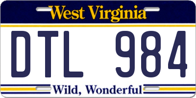 WV license plate DTL984