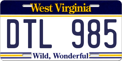 WV license plate DTL985