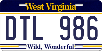 WV license plate DTL986