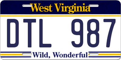 WV license plate DTL987