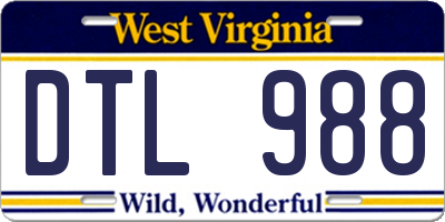 WV license plate DTL988