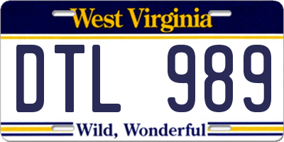 WV license plate DTL989