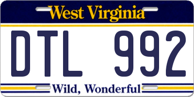 WV license plate DTL992
