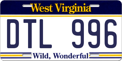 WV license plate DTL996