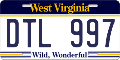 WV license plate DTL997
