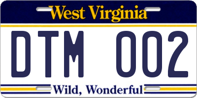 WV license plate DTM002