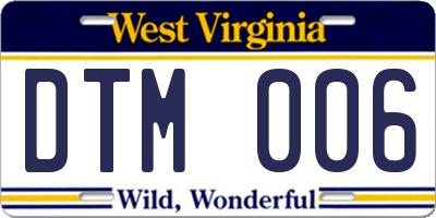WV license plate DTM006