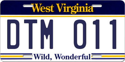 WV license plate DTM011