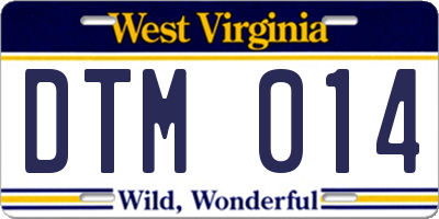 WV license plate DTM014