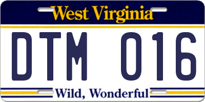WV license plate DTM016