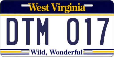 WV license plate DTM017