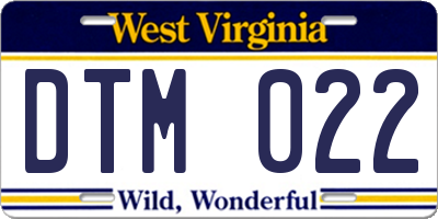 WV license plate DTM022