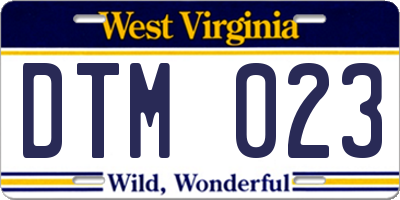 WV license plate DTM023