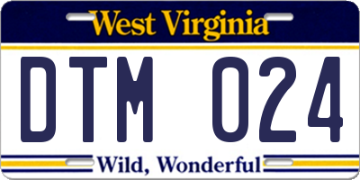 WV license plate DTM024