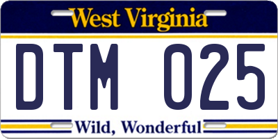 WV license plate DTM025