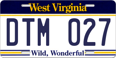 WV license plate DTM027