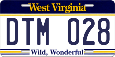 WV license plate DTM028