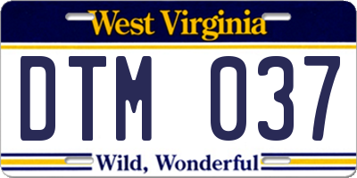WV license plate DTM037