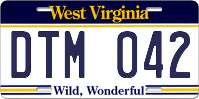 WV license plate DTM042