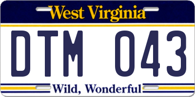 WV license plate DTM043