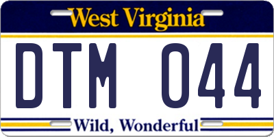 WV license plate DTM044