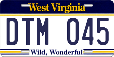 WV license plate DTM045