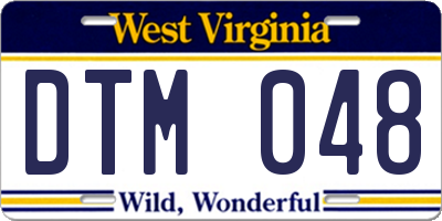 WV license plate DTM048
