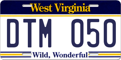 WV license plate DTM050