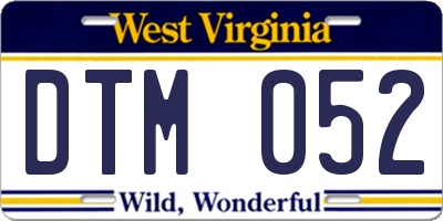 WV license plate DTM052