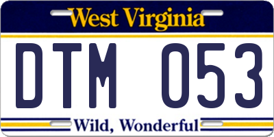 WV license plate DTM053
