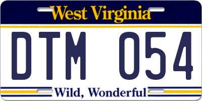 WV license plate DTM054