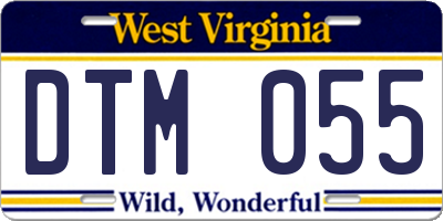 WV license plate DTM055