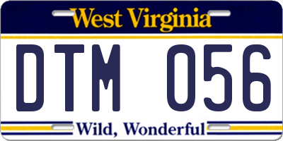 WV license plate DTM056